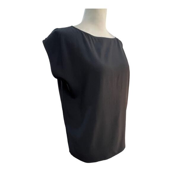 HELMUT LANG deep navy one off shoulder cap sleeve blouse SZ XS - Picture 5 of 11